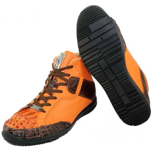 Fennix Italy 4012 Chocolate Genuine Hornback / Tangerine Calf Sneakers